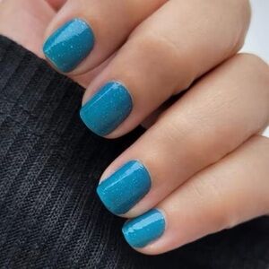 Color Street BLUEBERRY BLAST Turquoise Blue With Silver Glitter Nail Strips Set